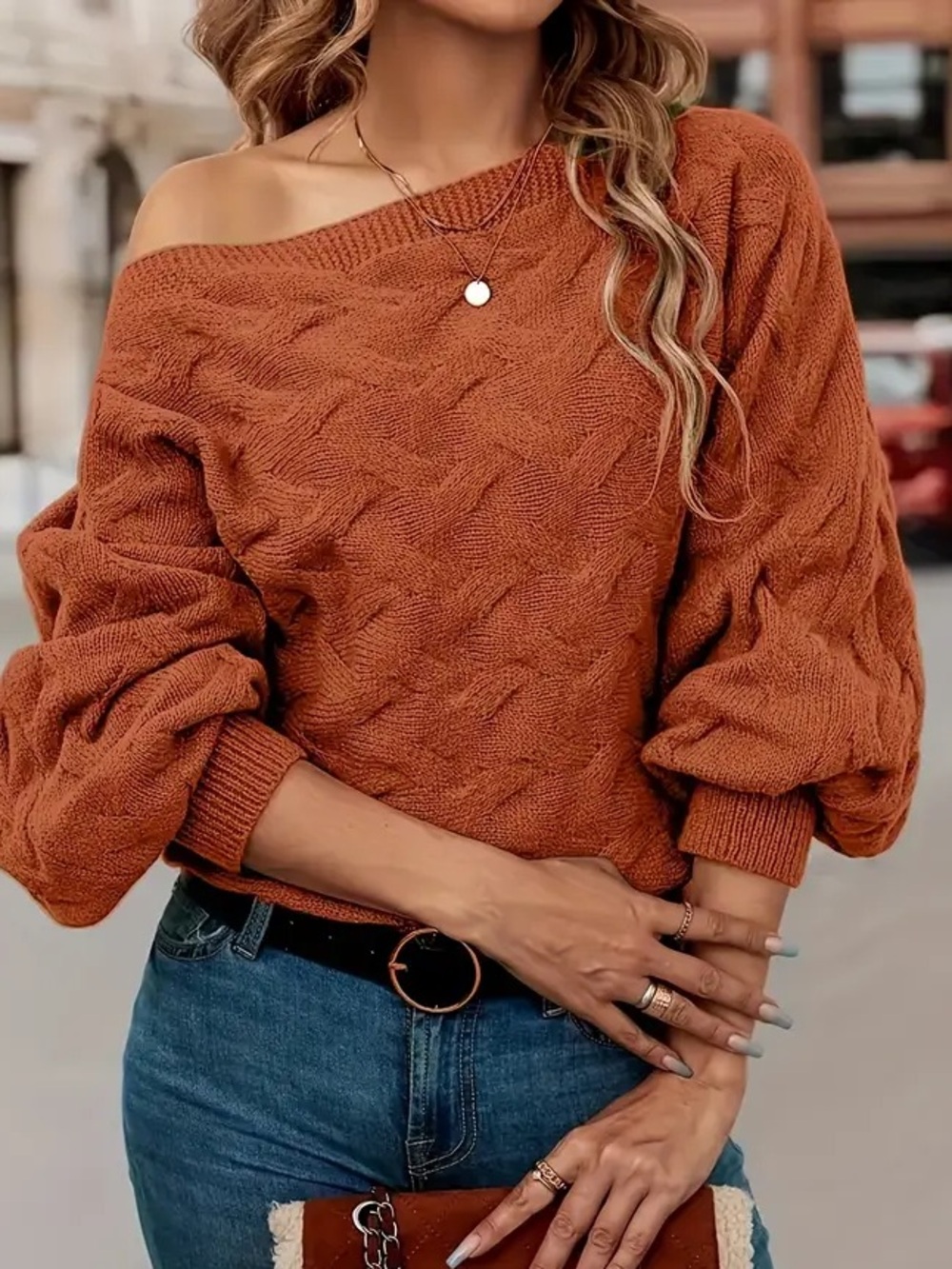 Small Women’s Rust Orange Knit Pull-over Sweater Top